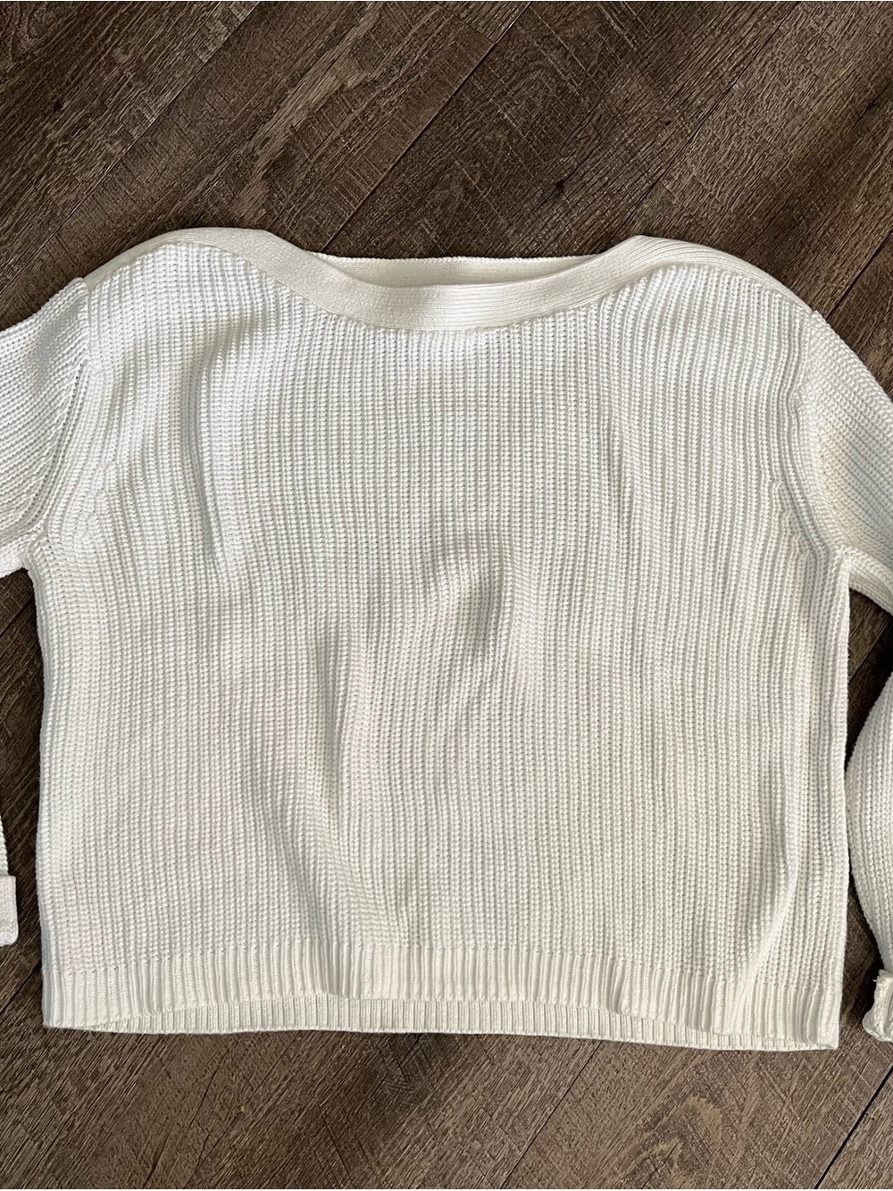 Quince Fisherman Boat Neck Ribbed Knit Crewneck Sweater